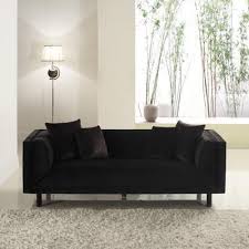 black velvet midcentury modern sofa