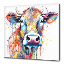 Colourful Cow Cattle Watercolour