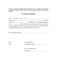 noc for phd admission form fill out