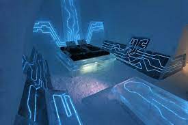 4 tron blue futuristic bedroom theme