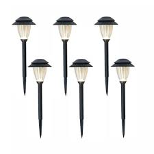 Hampton Bay Low Voltage Black Outdoor Integrated Led Landscape Path Light Set With Transformer 6 Pack Nxt Lv Pw06 The Home Depot