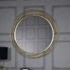 extra large round antique gold mirror