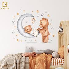 Cartoon Bear Mom And Baby On The Cradle