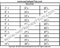 Squares 1 30 Worksheet Free Printable Worksheets