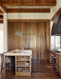 Rustic pantry cabinet with crates cabinets & doors, handmade wooden storage. Rustic Kitchen With Wall Of Stained Oak Pantry Cabinets Cottage Kitchen
