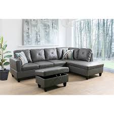 Starhome L Shaped Gray Couch With