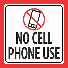 No Cell Phone Use Print Red White Black Picture Window Wall School Business Office Signs Commercial Plastic Squa 12x12