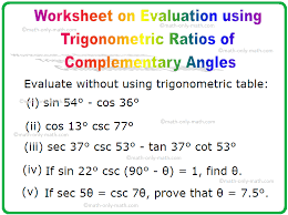 Trig Ratios Of Complementary Angles