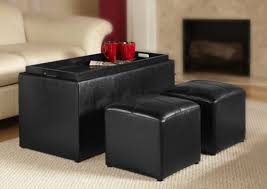 Ottoman Set Faux Leather Coffee Table