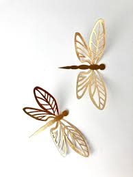 Paper Dragonfly Cupcake Toppers Gold