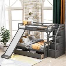 Anbazar Gray Twin Over Full Size Bunk