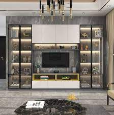 Glass Door Tv Cabinet With Led Light