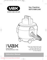 vax v 020 vacuum cleaner user manual