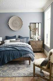 bedroom ideas brown headboard blue