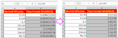 how to convert decimal hours minutes to