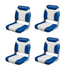 4 Blue Folding Boat Seats Marine Vinyl