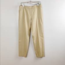 Celine 100 Silk Tan Straight Leg Pants Khakis