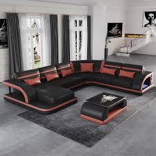 black red leather corner chaise sofa