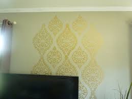 Living Room Damask Stencils Gold Paint