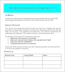 Internal Service Level Agreement Template