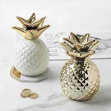 decorative golden pineapple money box
