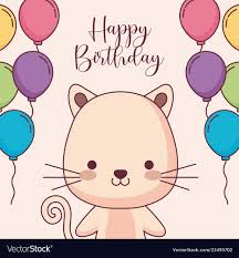 cute cat happy birthday card with