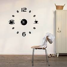 diy number coffee cup wall clock sticker