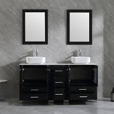 black vanity into the bathroom
