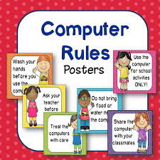 Classroom Computer Rules Posters Happy Kids Computer