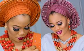 stoned aso oke with two trendy gele