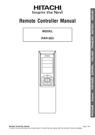 remote controller manual hitachi air