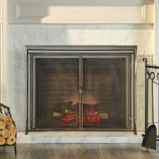 Noble House Cartwright Iron Fireplace Screen Black Brushed Gold