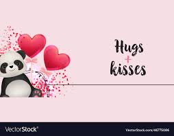hugs plus kisses lettering with cartoon