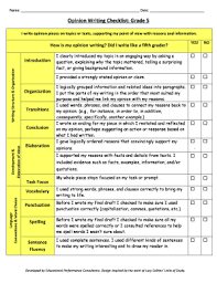 opinion writing checklist grade 5