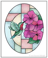 Stained Glass Hummingbird Print Instant
