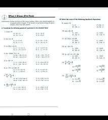 Quadratic Equations Instructions