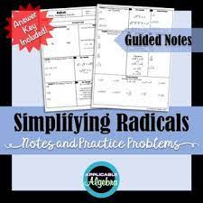 Simplifying Radicals Square Roots