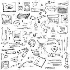 Hand drawn doodle Art and Craft tools icons set Vector illustration art  instruments symbols collection Cartoon various art tools Brush Watercolor  Paint Artist elements on white background Sketch Stock Vector | Adobe