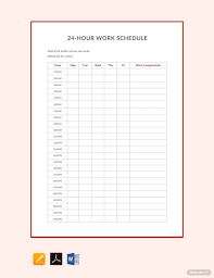 free hourly schedule template