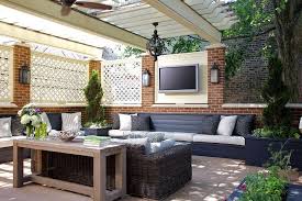 rooftop deck with pergola and built in