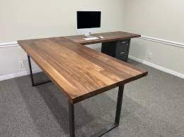 Solid Walnut L Shaped Computer Desk