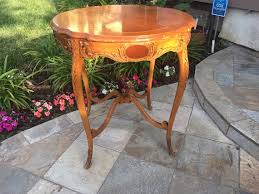 Antique Carved Wood Side Table With