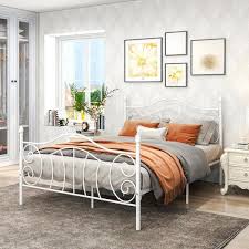 White Queen Size Metal Bed Frame