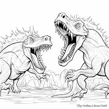 dinosaurs fighting coloring pages