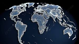 world map visualized in 3d rendering