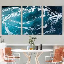 3 Panel Blue Green Ocean Sea Wall Art