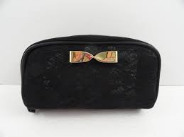 bag cosmetic case gold bow travel liner