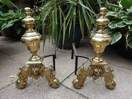 Pair Of C17th Style Brass Fire Place