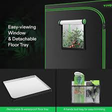vivosun 2 ft l x 2 ft l hydroponic mylar grow tent with observation window and floor tray
