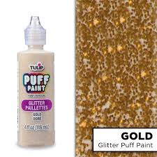 glitter gold puff paint 4 oz tulip color